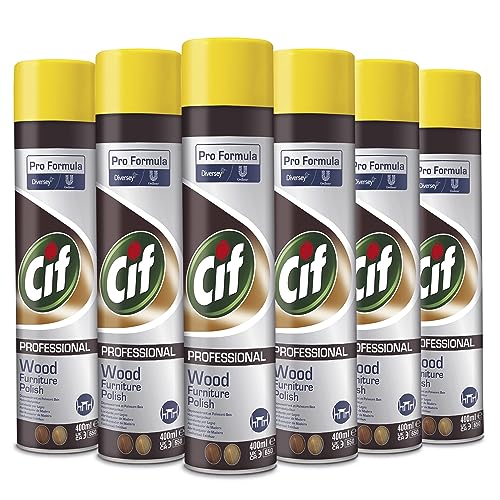 Cif Professional Espray para abrillantador para muebles, cuidado eficaz de la madera para muebles radiantes, fácil de aplicar y de larga duración, 6 x 400 ml