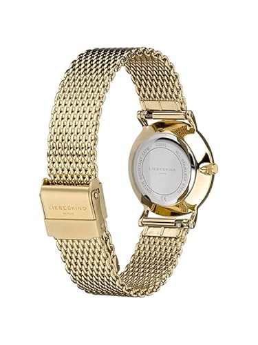Liebeskind Berlin Orologio da polso da donna – 30 mm al quarzo con cassa rotonda – Cinturino in maglia in acciaio inox – 5 ATM impermeabile – Senza tempo e filigrana, gold, 30 mm, oro - Immagine 2