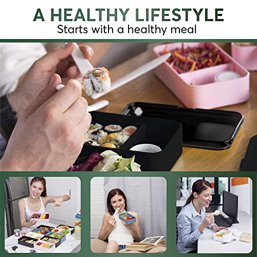 Umami Bento Box Adult Lunch Box with Utensils, 1200 ml Large, All-in-One Meal Prep Compartment Lunch Box Containers for Men/Women, Cute Leak Proof Bento Box, Lunch Organizer - Image 2