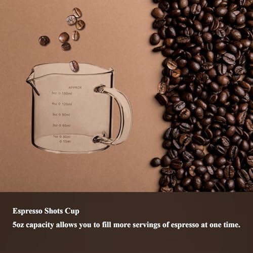Vaso medidor para espresso 5oz vidrio borosilicato miniatura 6