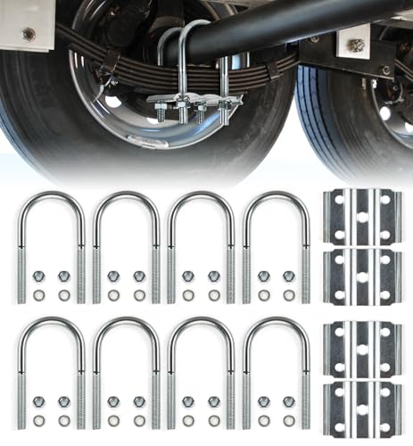 Image of Heavy Duty Trailer U Bolt Kit for 3,500 lb Trailer Axle | 2-3 /8 inch Round Axles | 5-1 /2 inch Long U Bolt | 2PCS