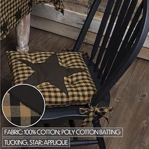 Vhcbrandsblackstarcotton15x15chairpadblack Urban Country Home Decor Vhc brands black star cotton 15×15 chair pad black urban country home decor