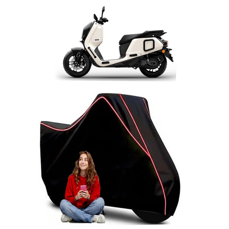 Image of River Indie no-nonsense Scooty Bike Cover Water Resistant Outdoor Use Universal Fit Scooters Motorcycles Heavy Duty UV Protection Dust Rain Scratch Resistant Elastic Bottom Black Blue Piping
