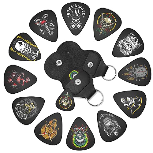 South Feather Skull Guitar Picks Cool Bass Accessories Gifts For Men Music Lovers Players, Personalized Electric Acoustic Medium 12 Styles, Gp500, #TOP1