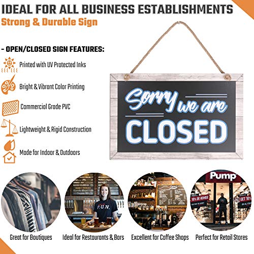Open Closed Sign for Business – Bundle with 2 Suction Cup, Pull and Push Stickers - Stylish Double-Sided Open Signs for Business is The Ideal Hanging Banner for Restaurant Stores Bar Windows or Doors - Thumbnail 5