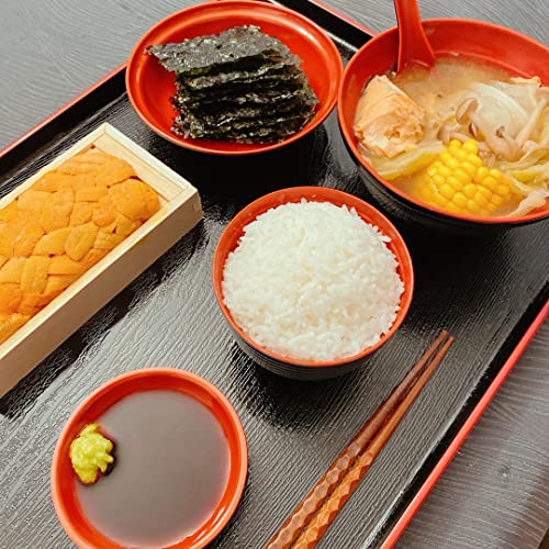 Japanbargain 1904X2, Set Of 2 Miso Soup Bowl With Lid Japanese Rice Bowl Traditional Plastic Lacquered Black And Red Bowl Made In Japan #TOP4