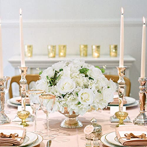 Blosmon Artificial Flower Balls Wedding Centerpieces 10 Pcs 15.7" Large White Fake Flowers Rose Hydrangea Ball Arrangement Center Pieces For Table Silk Floral Bouquet For Wedding Party Home Decor #TOP1