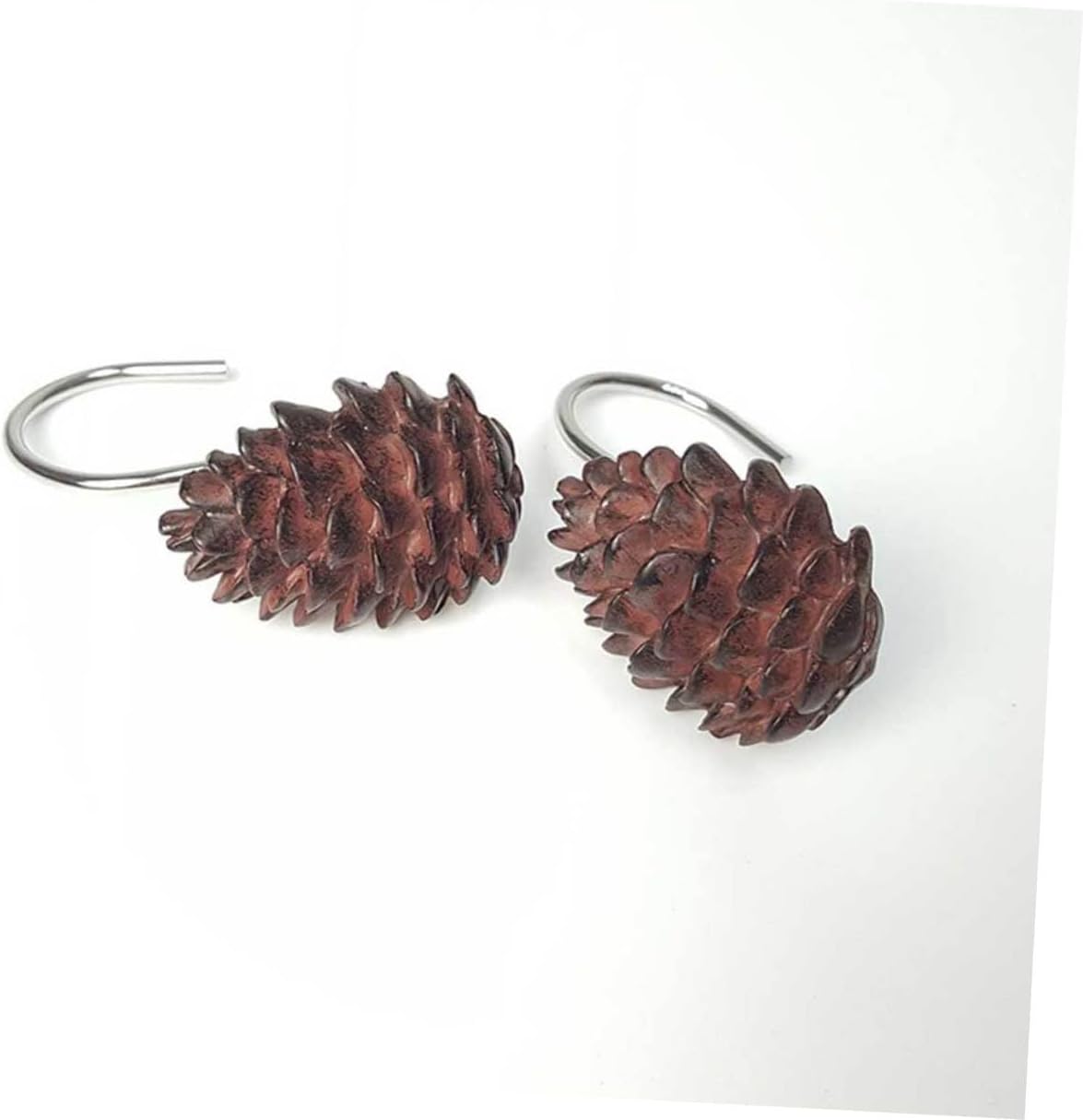 Nature Shower Curtain Hooks 24pcs Resin Hooks Pine Cone Shaped Decorative and Functional