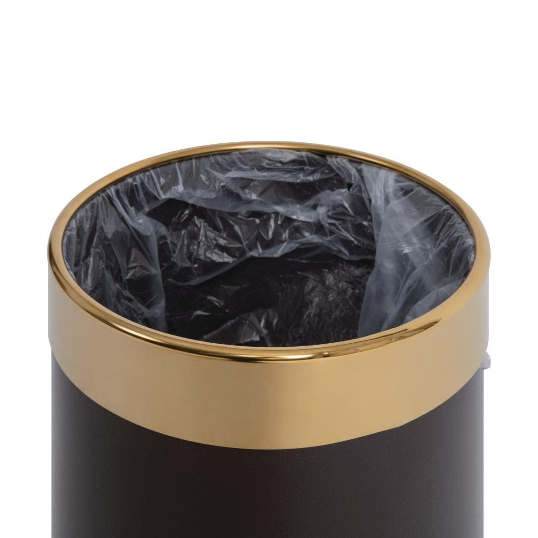 Bolero Corbeille à papier marron 10,2 L acier bordure dorée Y804