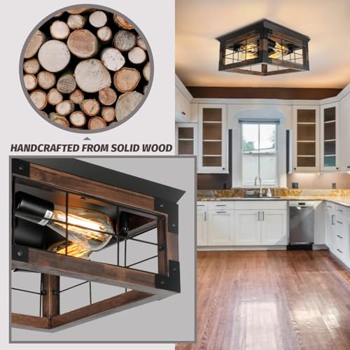 Farmhouse-Flush-Mount-Ceiling-Light-4-Lights-Rustic-Wood-Square-Ceiling-Light-Fixture-Kitchen-Light-Fixture-Farmhouse-Light-Fixtures-for-Dining-Room-Kitchen-Livingroom-Bedroom-Porch Farmhouse Flush Mount Ceiling Light 4 Lights Rustic Wood Square Ceiling Light Fixture Kitchen Light Fixture Farmhouse Light Fixtures for Dining Room Kitchen Livingroom Bedroom Porch