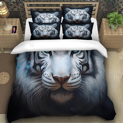 Lit ado parure tigre blanc 3D microfibre ultra douce - 5