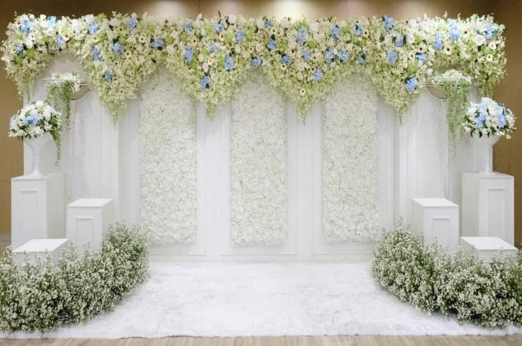 Fondo fotográfico 10x8ft blanco y azul para bodas miniatura 2