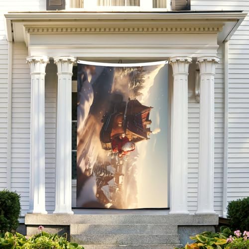 Drapeau double face Père Noël volant 1,5x2,4 m grand format - 3