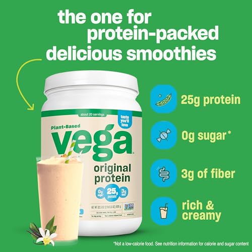 Vega VEG00139 Original Protein Powder, Creamy Vanilla Plant Based Protein Drink Mix thumb #1