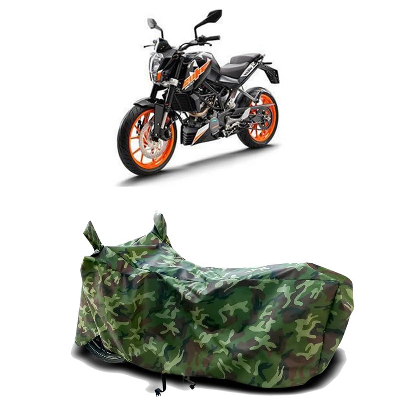 Image of DUFFEL-100% Heat Protection Two Wheeler Bike /Scooty Body Cover for KTM 200 Duke BS6 Water Resistance /UV-Rays /Birds Dropping /Scratchproof /Dust Proof /Waterproof[Green Jungle Print]