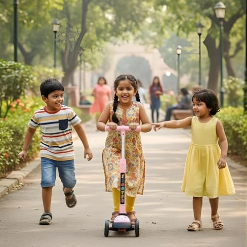 Image of Crackles Foldable Kick Scooter for Kids | Skating Cycle Style Scooter with Adjustable Handle & Foldable Design Lightweight Ride-On Toy for Boys & Girls Outdoor Toy