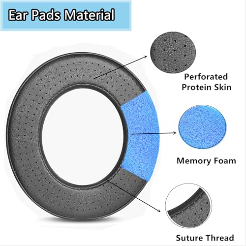 Almohadillas de repuesto Clear MG compatibles con auriculares Focal Clear, Elegia, Utopia, Stellia, Elex, Celestee - Cuero de proteína perforado negro miniatura 3