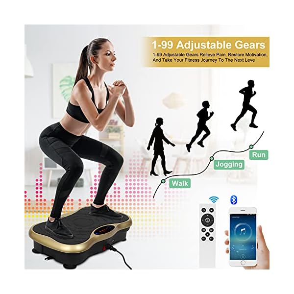 XUKOOM Vibration Plate Exercise Machine, Vibration Platform Fitness with Foot Mat/2 Loop Bands /5 Resistance Bands, 99…