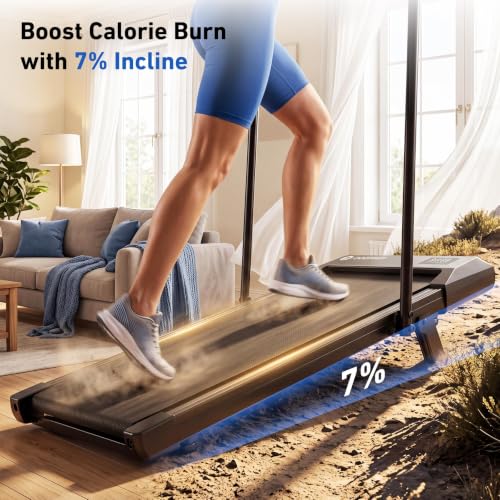 Image of DeerRun Walking Pad with 6% Incline, 3 in 1 Under Desk Treadmill for Home Office & Small Spaces, 2.5HP Quiet Walking Pad Treadmill with 300lb Capacity, 0.6-3.8MPH, App & Remote Control