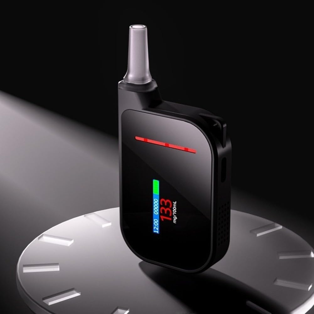 Digitaler Alkoholtester Mit LCD-Display, Tragbarer BAC Atemtester, ABS | Für Auto, Reisen, Schneller Test, Mit Mundstücken