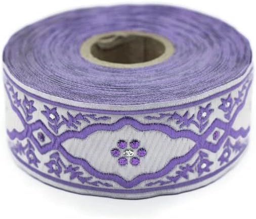 11 Yard Spool 1.37 inches Blue Andalusia Jacquard Ribbon Upholstery Fabric Woven Dekorband Trim Drapery Making