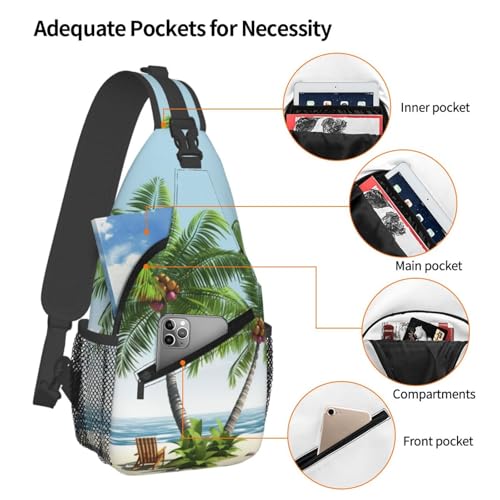 Mochila tipo bandolera Tropical Palm Tree negra miniatura 4