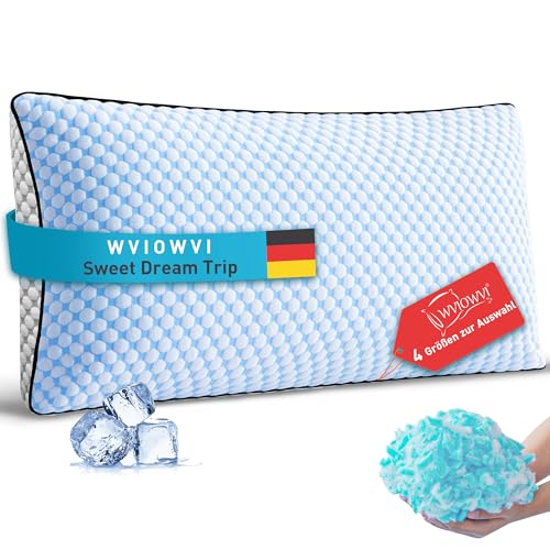 WVIOWVI Memory Foam Kissen Kühlendes Kopfkissen Nackenkissen Ergonomisches Seitenschläferkissen Schlafkissen für Seiten Rücken & Bauchschläfer (Blau-grau 40x80 cm)