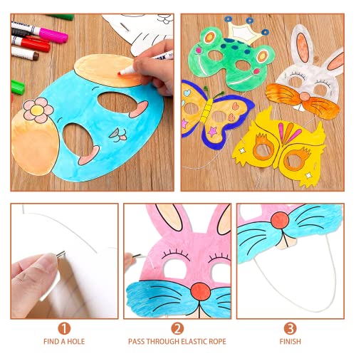 DJLLA Maschere Animali Bambini, 32 Pezzi Maschere