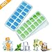 Produktbild Tzxer LFGB-zertifizierte BPA-freie Silikon-Eiswürfelschale mit nicht verschüttetem Deckel 2er Pack Grün und Blau