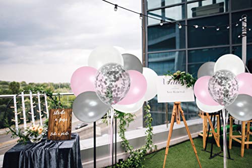 Silver Light Pink Balloons Silver Confetti Balloons 36 Pack Winter Wonderland Decorations For Elephant Baby Shower Birthday Party Bridal Shower Engagement Gender Reveal Party Supplies #TOP5