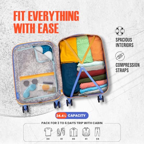 Image of Skybags Polycarbonate (Pc) Graphiq Cabin 55 Cm(Small) Trolley Bags for Travel 8 Wheel Spinner Hard Case Luggage, Lightweight Bag with TSA Lock & Scratch Resistant with 5 Years Warranty (Persian Blue)