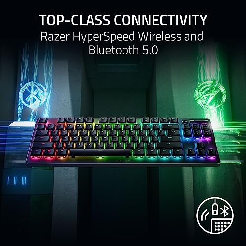 Razer DeathStalker V2 Pro Tenkeyless Switches Rouges Clavier Gamer Optique Sans Fil à Profil Bas Switches Optiques Linéaires et Silencieux Sans Fil HyperSpeed Bluetooth Clavier US | - vue 3