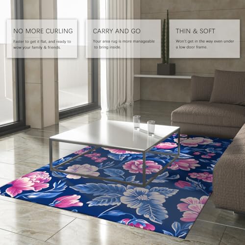 Tapis fleurs traditionnelles chinoises de style oriental bleu et violet