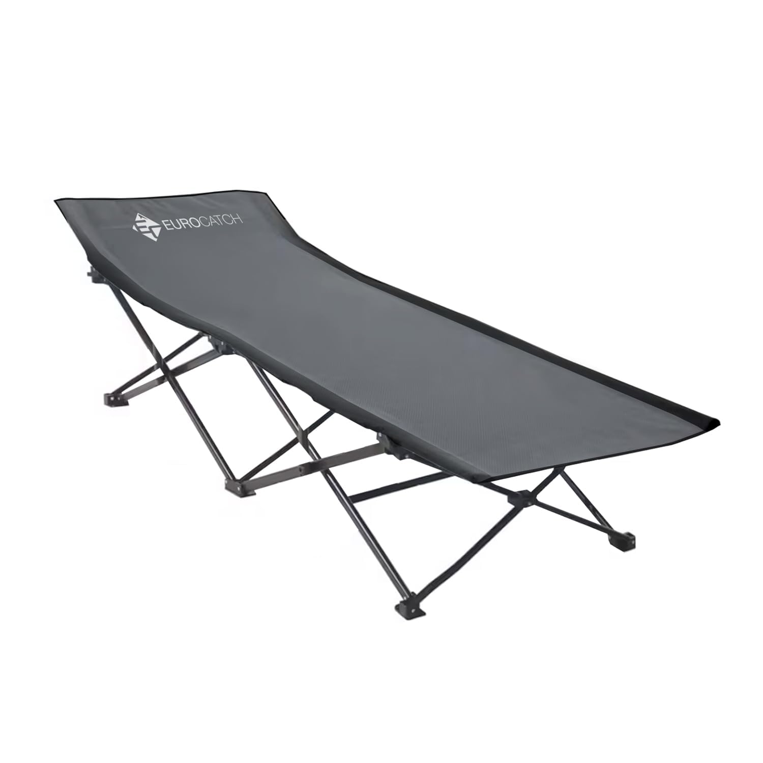 Składane Łóżko Polowe - Szare - Festiwalowe i Karpiowe - 190 cm Długości