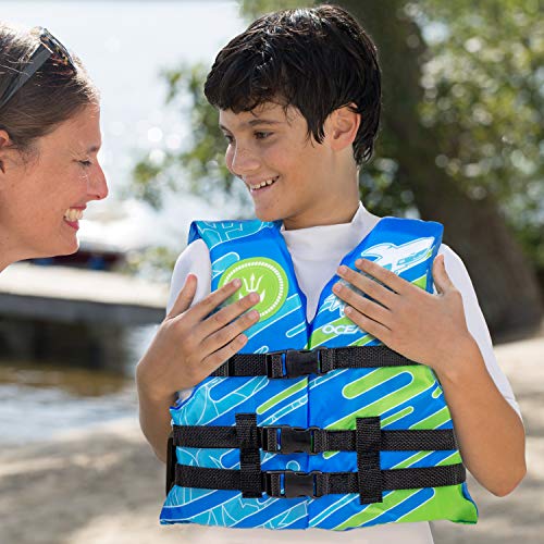Oceans7 Us Coast Guard-Approved, Type Iii – Youth Life Jacket – Personal Flotation Device With With Comfortable Flex-Form-Fit Open-Sided Design – Blue/White #TOP2
