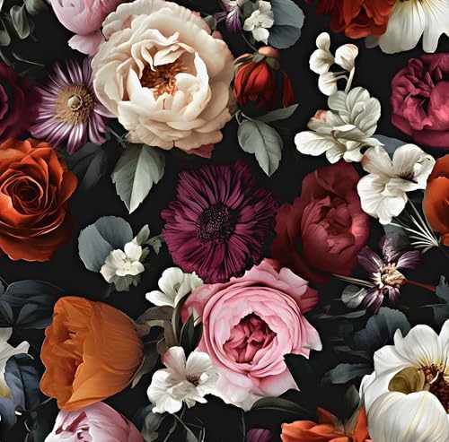 Laatse Floral Wallpaper Peel and Stick,Vintage Rose Contact Paper...