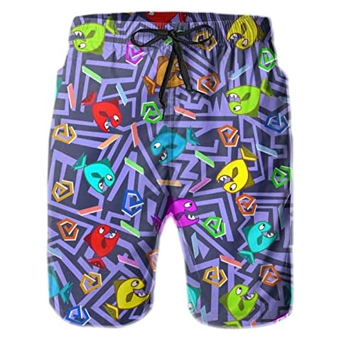 BONLOR Men's Swim Trunks 80s 90s Board Shorts Funny Shark Swimming Shorts Vintage Quick Dry Beach Shorts with Mesh Lining Cover