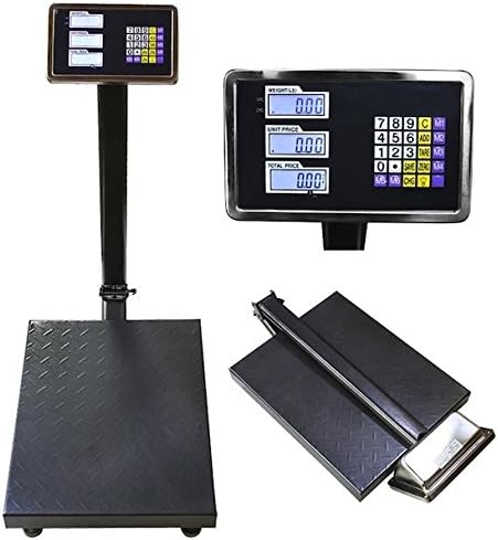 600LBS Digital Floor Platform Scale Indoor Outdoor Use Weight Computing Postal Office Food Industry Shipping Warehouse Mailing Pet Weighing LCD Display High Accuracy Easy to Use