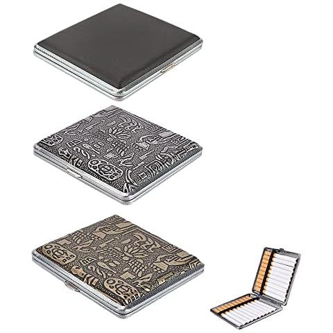 DAJASD Zigarettenetui, 3 Stück Leder Metall Zigarettenetui Cover