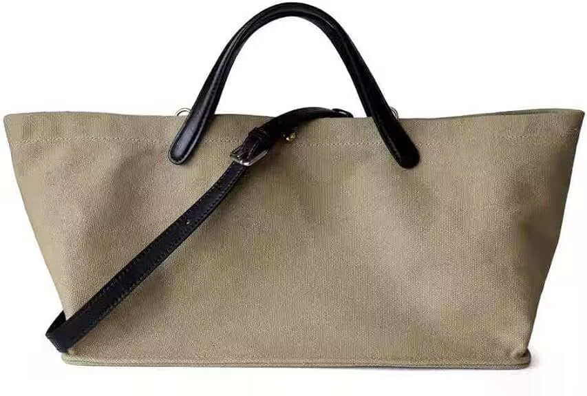 Bolso tote casual de lona con asa de cuero miniatura 1