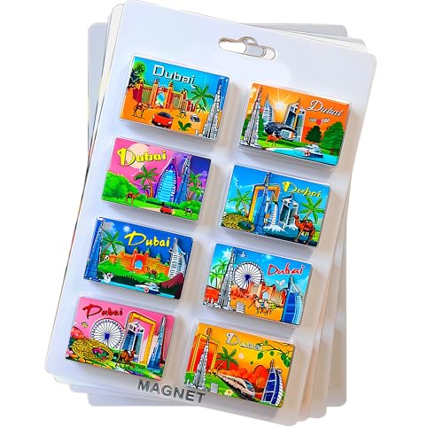 Aishini Dubai 3D Souvenir Magnets (8 Pack) | Modern UAE Landmark & Heritage Collection | Durable Residue-Free Refrigerator Laptop Locker Decoration | Premium Dubai Gift & Collectibles