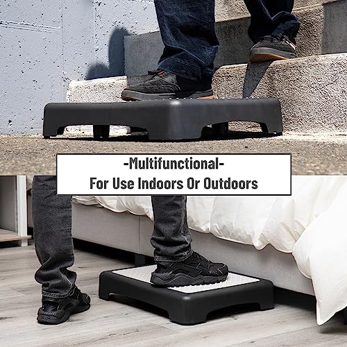 Mind Reader Platform Booster Step, Step Stool for Seniors, Indoor Outdoor, Riser, 15.75" L x 19.5" W x 3.75" H, Black and White 4 Mind Reader Platform Booster Step, Step Stool for Seniors, Indoor Outdoor, Riser, 15.75" L x 19.5" W x 3.75" H, Black and White - Image 5