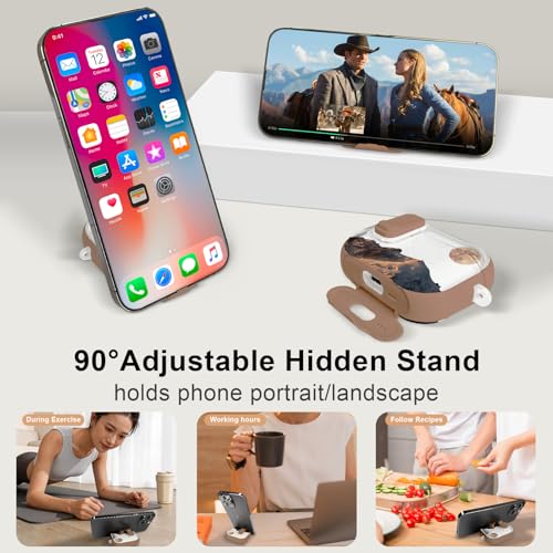 Image of Compatible Airpods Pro 3 Case (2025) with Phone Stand & Cleaner Kit,Cute Soft Silicone Lock Clip Apple AirPods Pro 3rd Generation Case, Airpod Pro 3 Cover with Keychain for Women /Girls