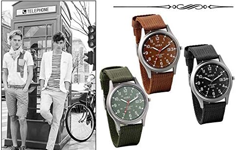 JewelryWe Men's Black Dial Nylon Strap Quartz Wrist Watch - Image 5
