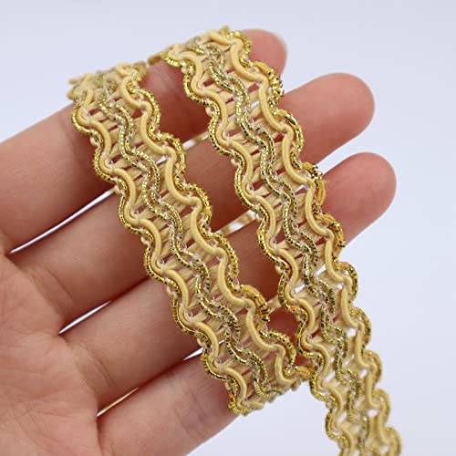 Znzakka Gold Braid Trim 13 Yards Lace Ribbon Scroll Braid Trim Metallic Edge Trim For Sewing, Crafts, Garments Accessories (Yellow) #TOP1