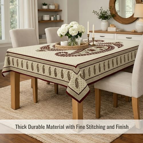 Image of STITCHNEST 'Tavola Luxe Series' Dining Table Cover 60x90 Inches | 6 Seater - 8 Seater Rectangular Dining Table Cover | Premium Fabric, Washable & Colour Fast