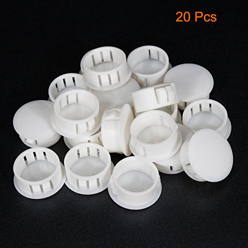 Image of uxcell Hold Plugs,20pcs 22.1mm x 11.5mm White Nylon Round Snap Locking Panel Hole Cover
