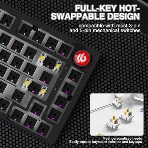 Image of CORBOBO LEOBOG Hi75C Upgraded Wired Mechanical Keyboard Kit - Aluminum Alloy Gasket Mount 75% Barebones DIY Base with Hot Swap, RGB Backlighting & Volume Knob - Enhanced Custom Gaming Keyboard Build