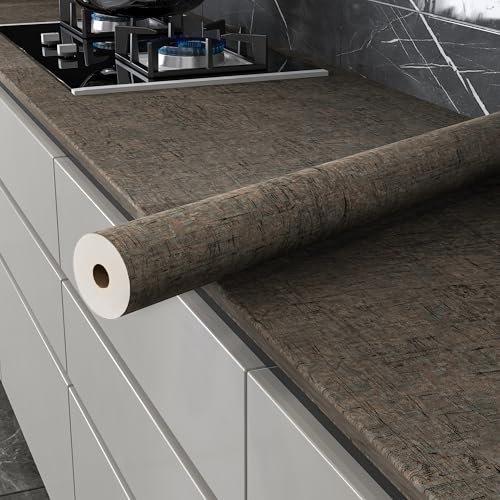 Holomey - Cubiertas de mármol café de 16 x 354 pulgadas, papel pintado extraíble de mármol de contacto autoadhesivo impermeable para encimeras, islas de cocina, mesas de café,...