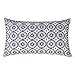 SLOW COW Cotton Linen Embroidered Lumbar Cushion Cover Pillowcase Geometric Pattern Designs Rectangular Throw Pillow Cover 12 x 20 Inches Navy Blue